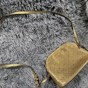 Michael Kors Gold Shimmer Chevron Crossbody